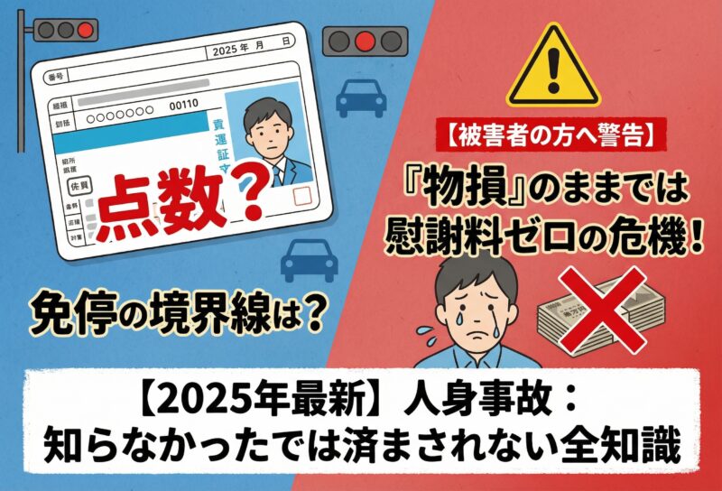 人身事故の点数と免停【2025早見表】被害者が損しない理由